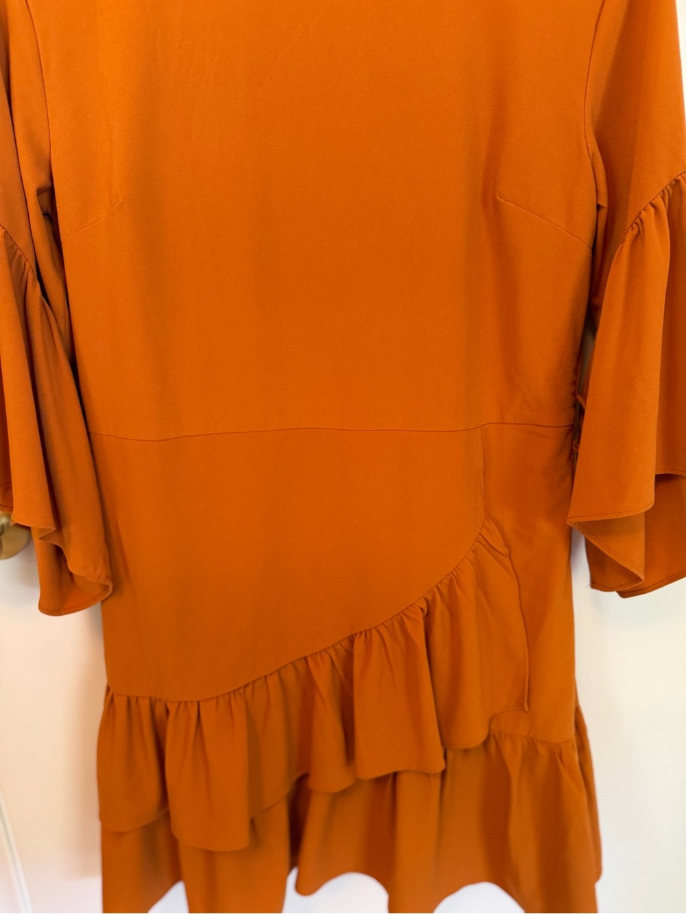 Ina Rust Orange Ruffle Midi Dress - Picture 3 of 11
